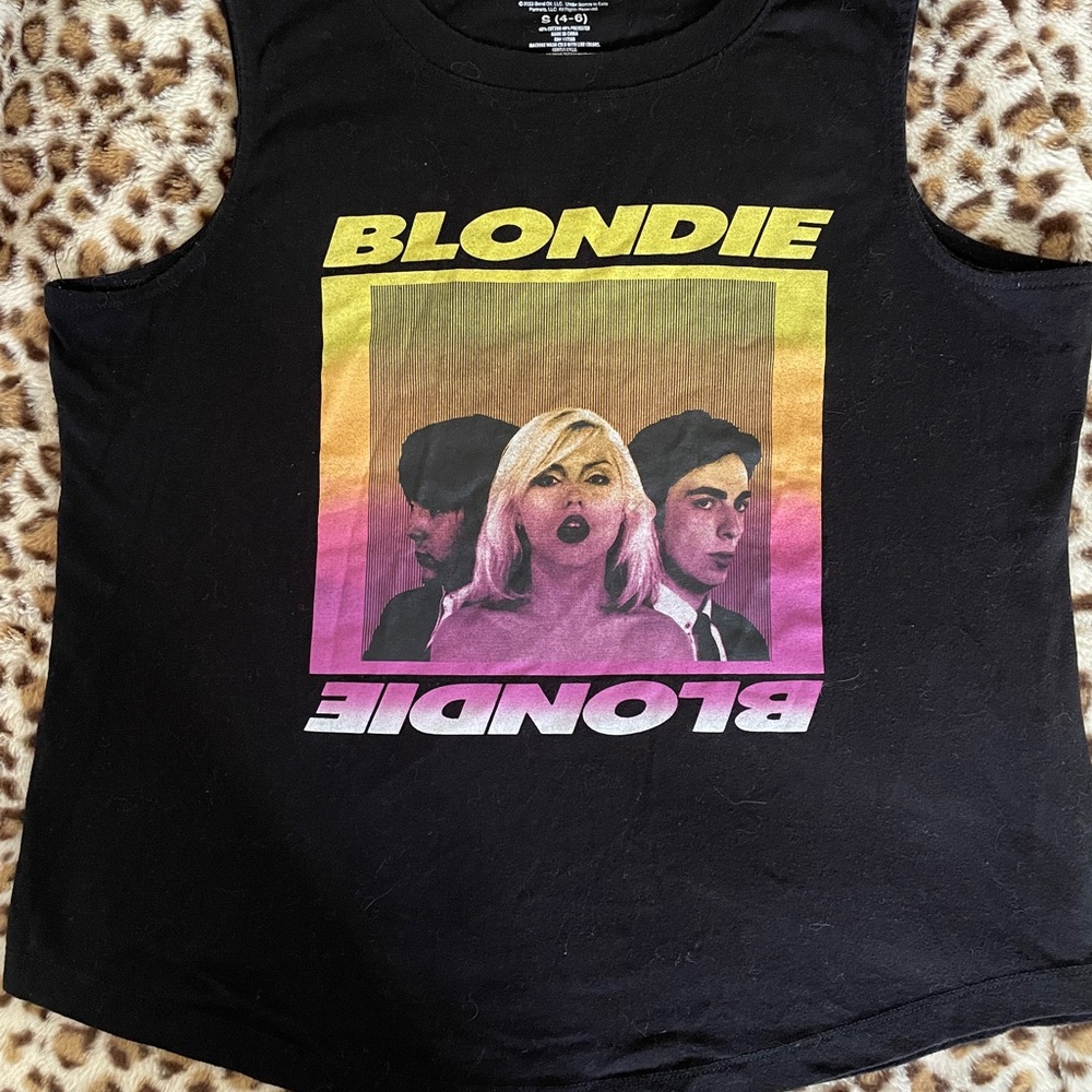Blondie Graphic Muscle Tee - Black with Yellow & Pink Print